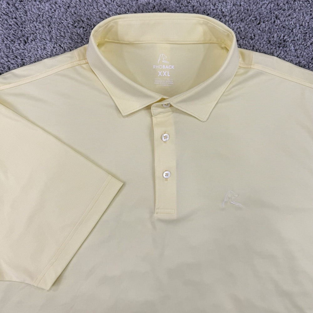 Rhoback Polo Men's XXL Yellow Short Sleeve Performance Stretch Golf